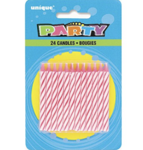 Striped Pink Birthday Candles, 24ct - £7.94 GBP