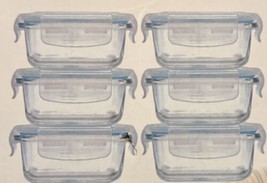 Baby Glass Containers Finedine Food Storage 6 piece 4.4 Oz Airtight Lids - £19.30 GBP