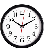 Black Wall Clock Silent Non Ticking 10 Inch Quality Quartz Battery Opera... - €14,10 EUR