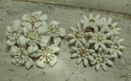 2 Vintage Mismatched Plastic Flower Rhinestone Cluster Earrings Coro &amp; U... - $8.37