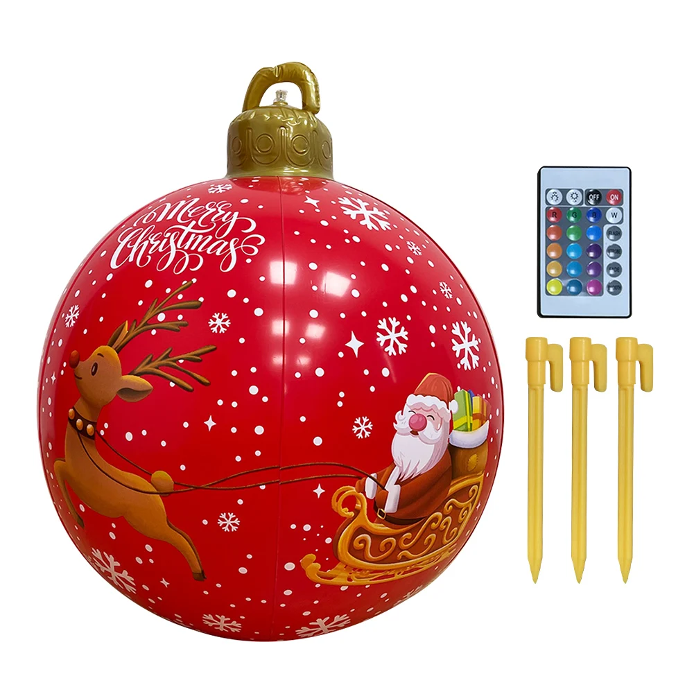 24 Inch Remote Control Home Decor Christmas Inflatable Ball With Rechargeable LE - £99.21 GBP