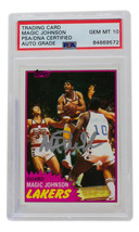 Magic Johnson Signed LA Lakers 1981 Topps Basketball Card #21 PSA/DNA Auto 10 - £262.84 GBP