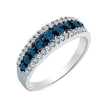 14K Gold Plated blue white diamond 0.50 Ct wedding anniversary ring band bride - £295.91 GBP