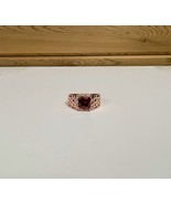 Ruby Simulated Colored Gem Ring Rose Gold Colored Band Size 9 Square - £16.07 GBP