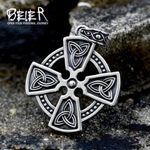 Beier Stainless Steel Valknut Celtic Cross Pendant Men Fashion Viking Titanium S - £14.20 GBP