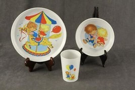 Vintage Plastic The First Years 3PC Carousel Baby Dishes Set Kiddie Products - £12.72 GBP