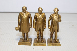 Marx Presidents 2.5&quot; Gold Plastic Figures W. McKinley M. Fillmore F. Pierce - £11.68 GBP
