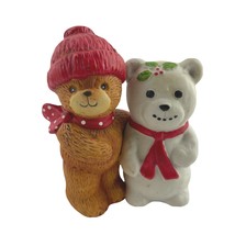 Enesco Figurine Lucy Riggs Rigglets Christmas Bear w Red Hat and Snowman 1979 - £13.82 GBP