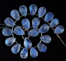 Natural 20 pieces faceted pear Rainbow Moonstone gemstone briolette bead... - $124.99
