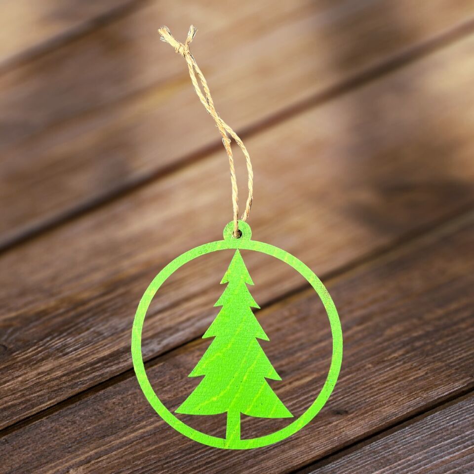 Wooden Christmas Tree Ornament - Holiday Home Decor 4&quot; With Giftbox - $5.45