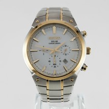 Seiko Solar Chronograph Men&#39;s SS Two-Tone Watch V175-0CX0 - £235.51 GBP