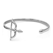 Bow and Arrow Bracelet Womens Silver Stainless Steel Cosplay Archery Cuff - £15.17 GBP
