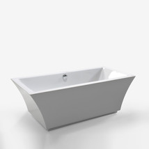 67&quot; Freestanding bathtub with overflow white contemporary soaking tub Susan - £878.49 GBP