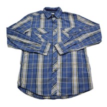 Real Tree Shirt Mens Small Blue Plaid Black Pearl Snap Button Up Dress W... - $19.68