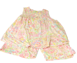 Chaps by Ralph Lauren Womens Pajama 2 PC Shorts Sleeveless Top XL Pink Yellow - £17.89 GBP