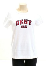 DKNY USA  White Short Sleeve Stretch Knit Tee Shirt T-Shirt Top Women&#39;s NWT - $37.49