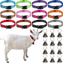 12 Sets Goat Collars with Bells Horse Sheep Grazing Cow Bells Adjustable Nylon D - £21.55 GBP