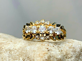 10K Yellow Gold Clear Stone Diamond? Accent Ring 2.73g Sz 5 3/4 Round 5 Gem - £141.73 GBP