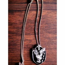 Beautiful unisex black and silver religious necklace - $48.51