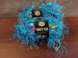 Lion Brand Fancy Fur Yarn Tropical Turquoise 2 Skeins 1.75oz 36 Yard Bulky 5 - $14.00