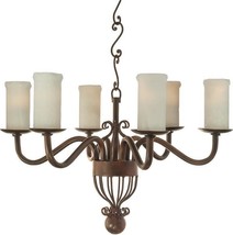 Cantabria Chandelier Hand-Crafted Iron Forged Scroll White Onyx 6-Light Candles - £1,509.01 GBP