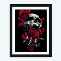 &quot;Skull and Roses 5D Diamond Painting Kit - 16&quot;X 20&quot; Round Full Drill Crystal Rhi - £23.66 GBP