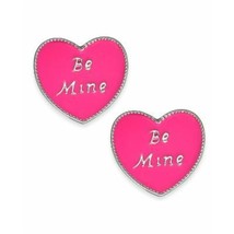 Holiday Lane Silver-Tone Be Mine Heart Stud Earrings, Pink - £9.61 GBP