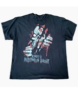 Vintage Knotts Berry Farm HALLOWEEN HAUNT Scary Black Rip T-Shirt Adult ... - £38.88 GBP