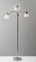 69" Nickel Three Light Tree Floor Lamp with White Bowl Shade - $2,562.08 MXN