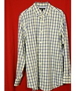 Banana Republic Mens L Slim Fit Button Up Shirt Yellow White Blue Plaid LS  - £13.73 GBP