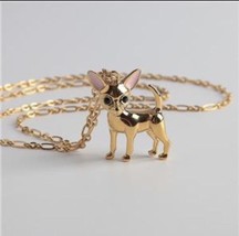 KATE SPADE 12K Gold Plated Haute Stuff Chihuahua Long Necklace, w/KS Dust Bag - $58.99