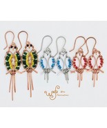 Handmade copper or stainless steel earrings: wire wrapped beaded birds - €31,66 EUR+