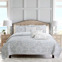 Medallion Floral Reversible Bedding Quilt Set, Lightweight Bedspread Cov... - $71.97