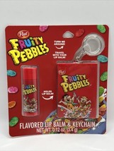 NEW FRUITY PEBBLES FLAVORED LIP BALM &amp; KEYCHAIN - £9.63 GBP