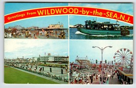 Wildwood New Jersey Postcard Rides Shuffleboard Hunts Pier Party Boat Rio Motel - £18.02 GBP