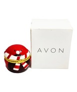 Vtg Avon Jewelry Ceramic Red Robin Christmas Trinket Box with CZ Stud Ea... - £17.65 GBP