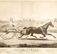 1952 Flora Temple Horse Racing Plate Lithograph Print Currier &amp; Ives 2 D... - $13.50