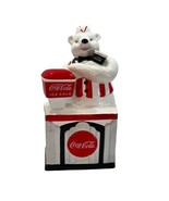 Coca-Cola Ice Cold Polar Bear Cookie Jar at Soda Fountain Machine 1999 V... - £21.28 GBP