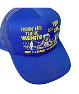 Comic Fishing Puff Print Blue Mesh Silkscreen Snapback Cap Trucker Hat V... - £12.55 GBP
