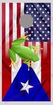 American Puerto Rico Flag With Frog Blend Corn Hole Board Decal Wrap - $19.99+