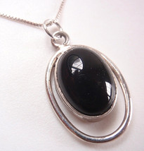 Black Onyx Oval in Hoop Sterling Silver Pendant Corona Sun Jewelry - £8.62 GBP