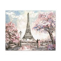 Pink Couple Eiffel Tower France Canvas Artwork Breathtaking French City for Hom - £72.30 GBP+