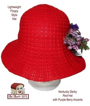 Kentucky Derby Red Hat with Purple Berry Accents 97186 Red Hat Society Hat used - £15.65 GBP