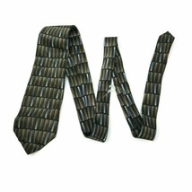 Palatina Mens Necktie Multicolor Tan/Gray Geometric 100% Silk One Size - £4.68 GBP