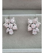 Moissanite Floral Stud Earrings 925 Sterling Silver Luxury Flower Ear St... - $244.10 CAD