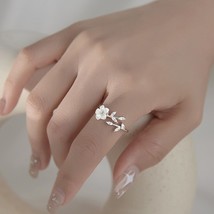 925 Stamp Rings for Women Trendy Elegant Charming Sweet Simple Shell Flowers Lea - £9.14 GBP