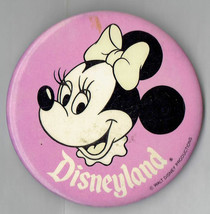 Disneyland Souvenir Minnie Mouse Pink 3&quot; Pin button - £11.29 GBP