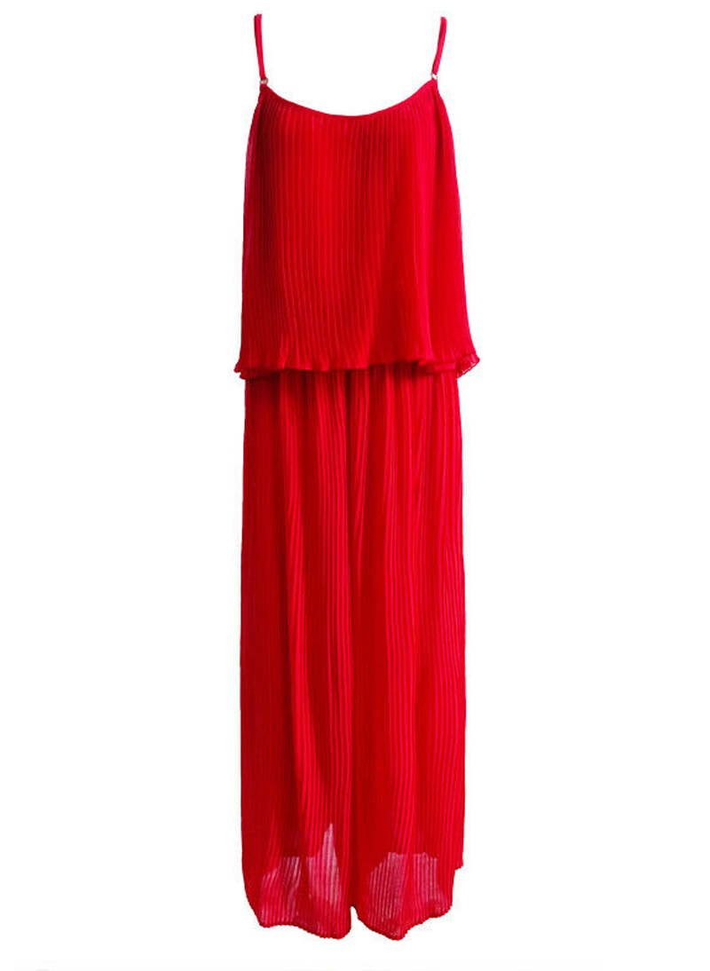 Womens Strappy Pleated Ruffle Top Culottes Flowy Jumpsuit in Red 6 8 10 AU STOCK Item image 3
