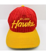 Vintage NBA Atlanta Hawks Snapback Hat Pinstripe Sports Specialties Red ... - £155.54 GBP