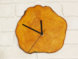 Personalized clock, gift for him, wooden wall clock, rustic natural wood... - £86.52 GBP
